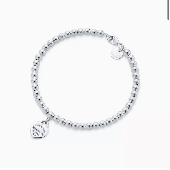 Tiffany Blue Heart Tag Silver Bead Bracelet - Picture 6 of 6